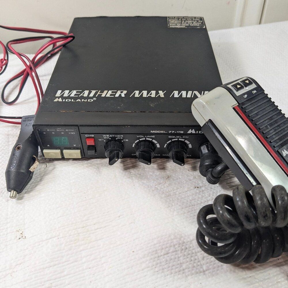 Vintage‎ Midland Weather Max Mini 40 channel CB & VHF Radio Model 77-116 READ